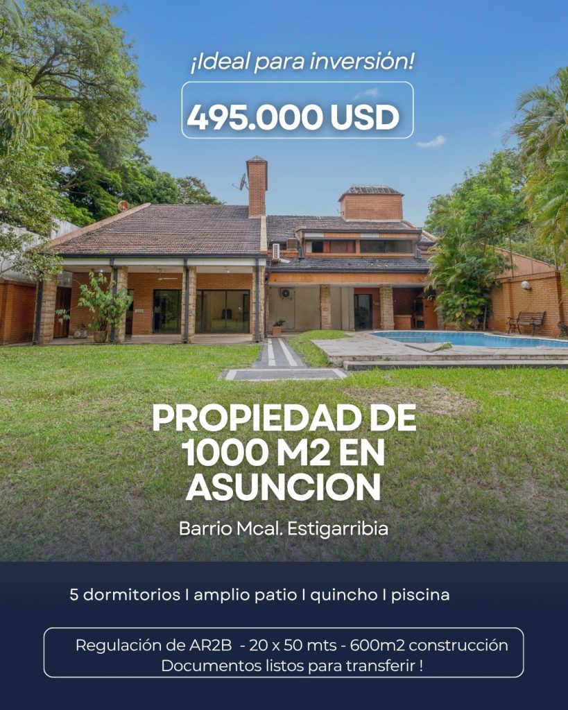 En venta propiedad de 1000m2 en Asunción